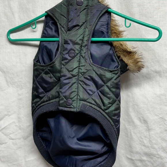 Blue and Green Fur Dog Coat - Picture 2 of 3